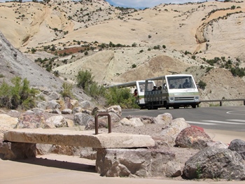 Tram ride up to the Quarry Exhibit Hall, Dinosaur National Monument, Vernal, UT
